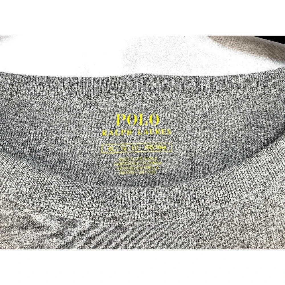 Polo Ralph Lauren Mens Heather Gray Spellout Logo Long Sleeve Varsity XL Preppy